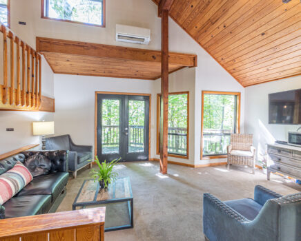 dogwood motel common area with large forest facing windows