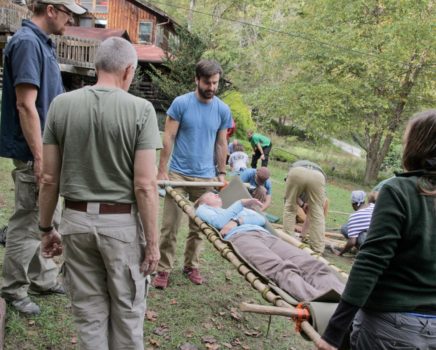 Carrying a person in a stretcher during the WFA-AWFA Bridge Course
