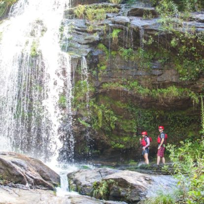 exploring a waterfall on the Chattooga River